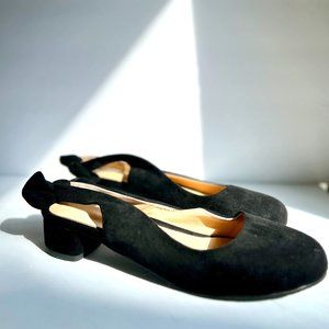 Suede ballet slingback heal- Black- Size 44